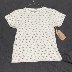 Cute Floral Print Waffle T